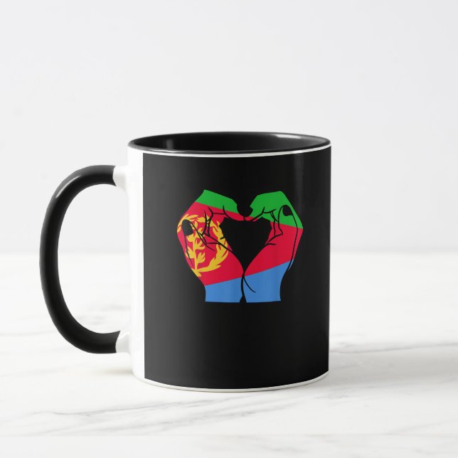 Händer hjärta med Eritrean Flagga Mugg (Vänster)