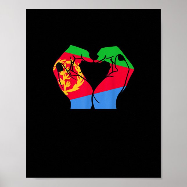 Händer hjärta med Eritrean Flagga Poster (Framsidan)