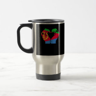 Händer hjärta med Eritrean Flagga Resemugg