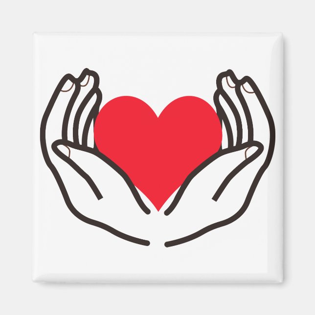 Händer Holding Heart Magnet (Framsidan)