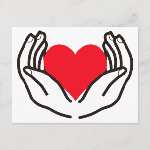 Händer Holding Heart Vykort
