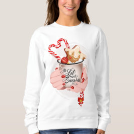 Händer Holding Mysigt Hett Chocolate Mugg Låt det  T Shirt