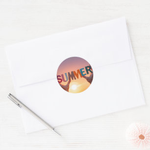 Händer Holding Sommartext Runt Klistermärke
