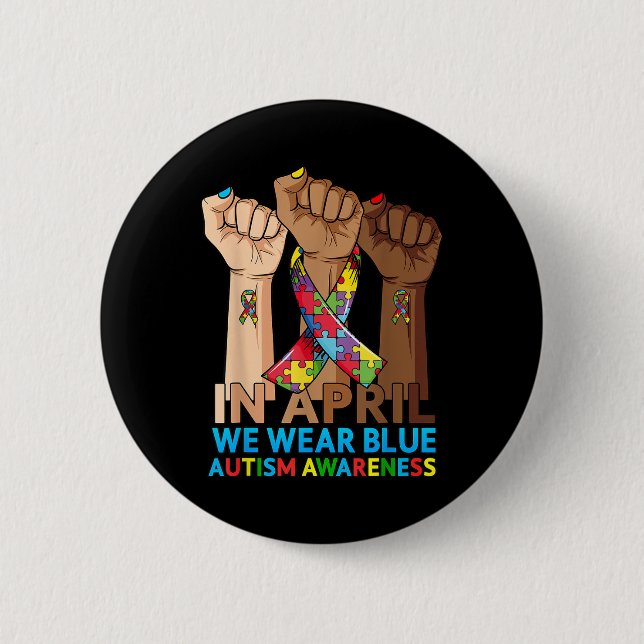 Händer i april Bära Blue Autism Awareness Knapp (Framsida)