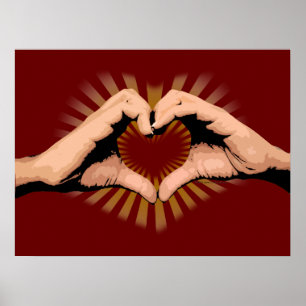Händer i form av ett hjärta, Kärlek design Poster