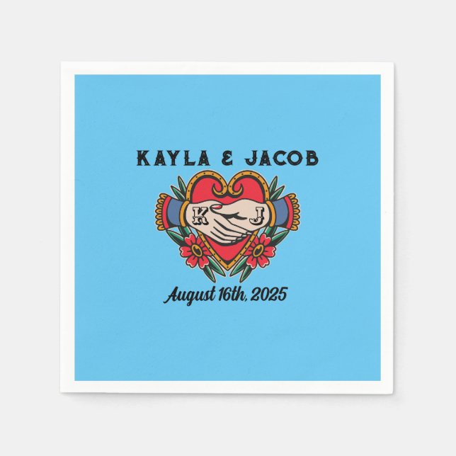 Händer i Giftermål Tatto Bröllop Cocktail Pappersservett (Framsidan)