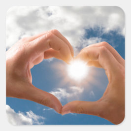 HÄNDER i KÄRLEK Fyrkantigt Klistermärke