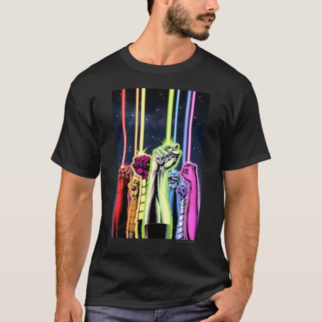 Händer i luft med ringar-Färg Tee Shirt (Framsida)