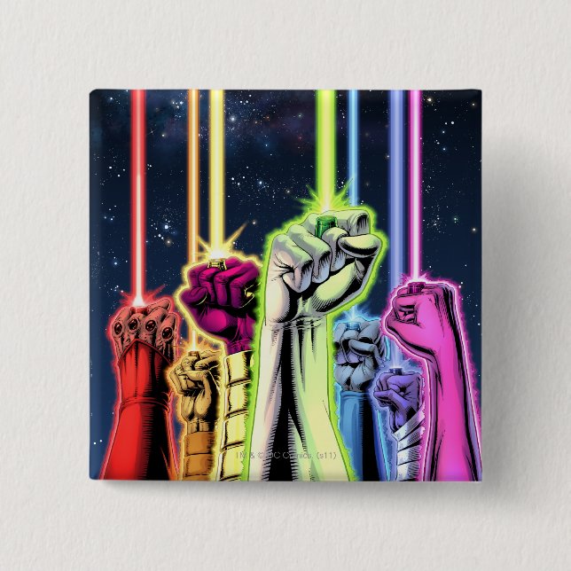 Händer i luften med ringar - färg knapp (Framsida)