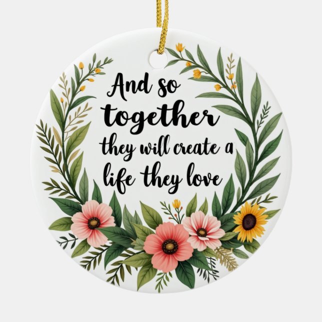 Händer lever i kärlek julgransprydnad keramik (Framsidan)