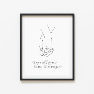 Händer Line Art för par Poster