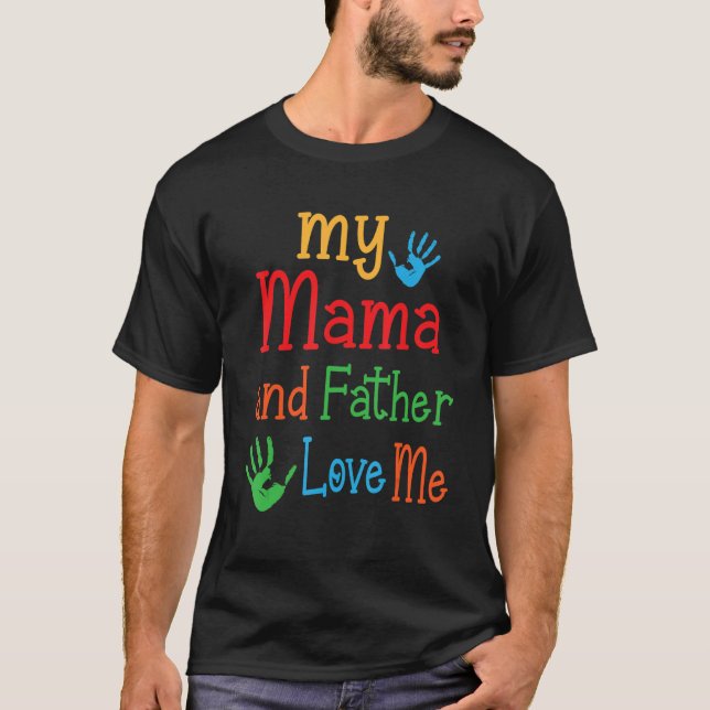Händer Lycklig-dagen till min dotter Mamma och Far T Shirt (Framsida)