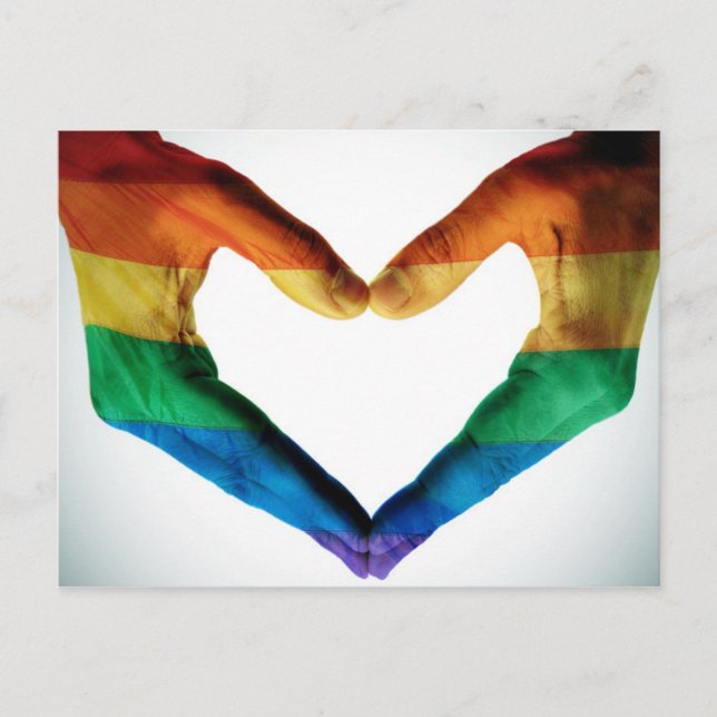 Händer målat som ett regnbåge vykort (Framsida)