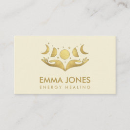 Händer - Måne - Affärskortet Pastel guld Visitkort