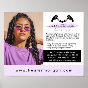 Händer & Måne Phase Massage Reiki Logotyp Marknads Poster