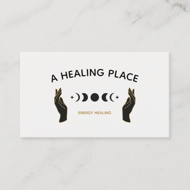 Händer Måne Phases Energy Worker Visitkort (Framsida)