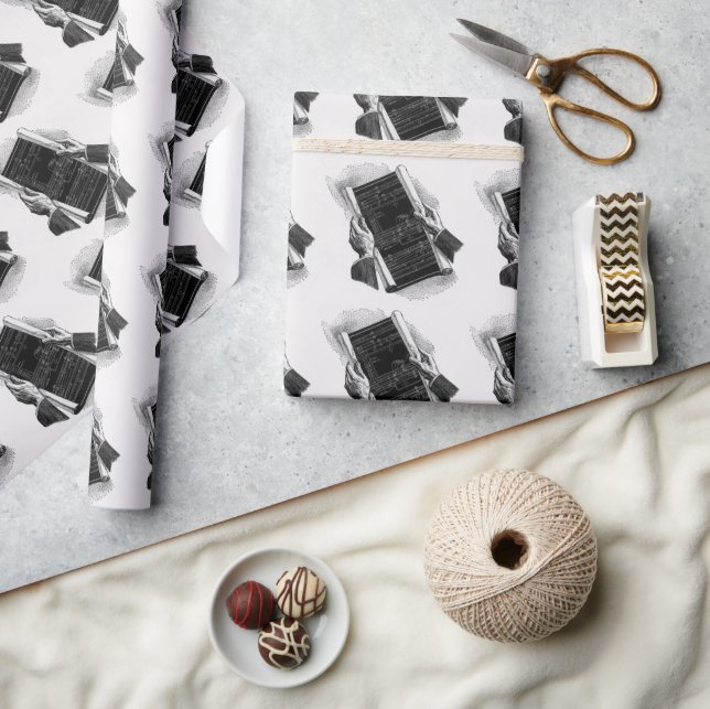 Händer med arkitektoniska ritningar, Vintage-föret Presentpapper (Hantverk)