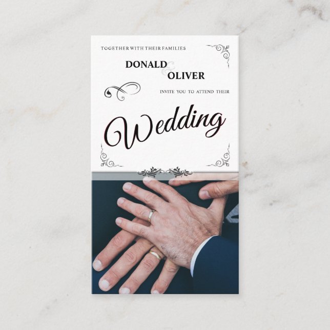 Händer med ett Gay Bröllop par med Ringar Tilläggskort (Framsida)