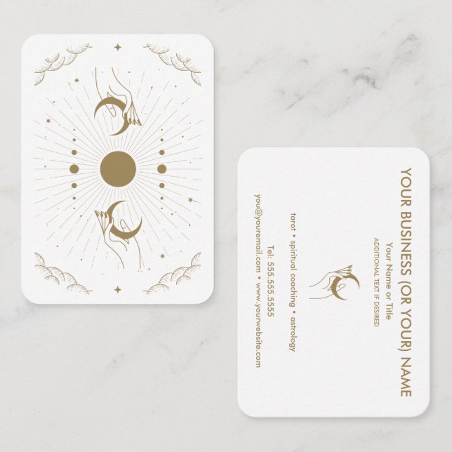 Händer med Måne Tarot Psychic Affärskort Visitkort (Fram/baksida)