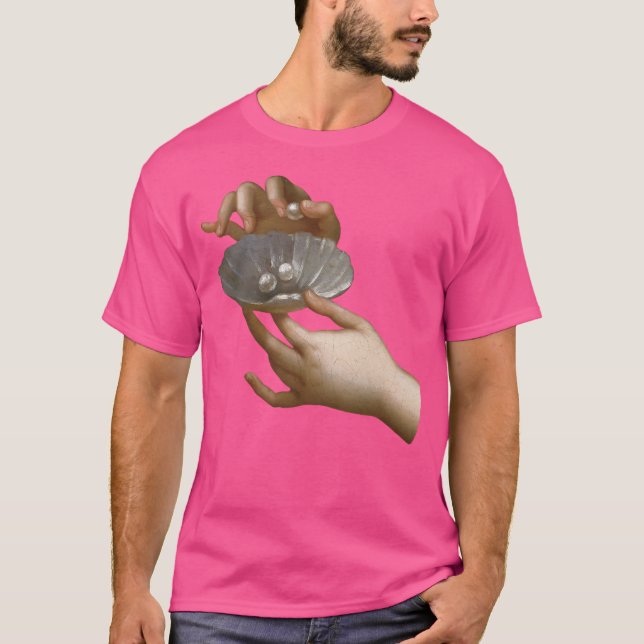 Händer med pärlor detalj renässansestetik t shirt (Framsida)