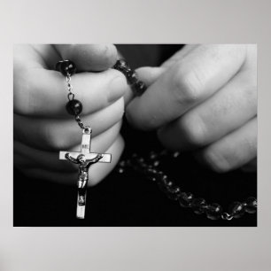 Händer med Rosary Pärlor Poster