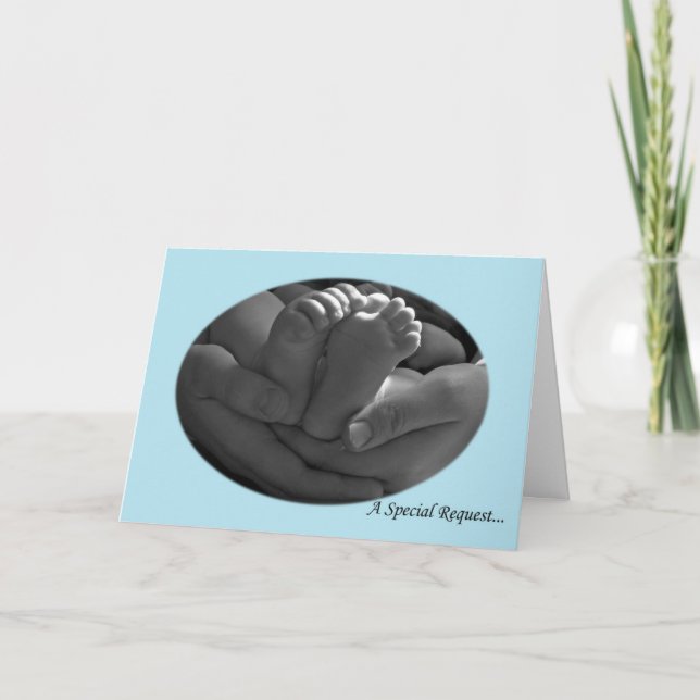 Händer och Baby Feet Boy's Godparent Request Card Inbjudan (Framsida)