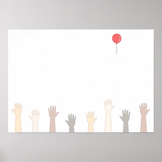Händer och en röd ballong. poster (Framsidan)
