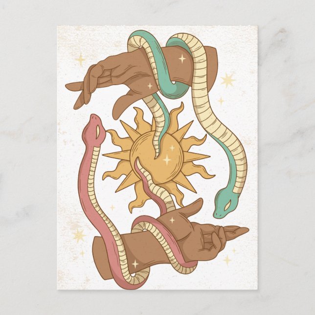 Händer och ormar Ockult vykort (Framsida)