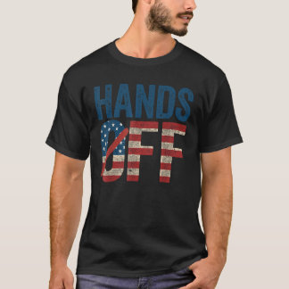 Händer Off American Flagga Distress Högers USA Wom T Shirt