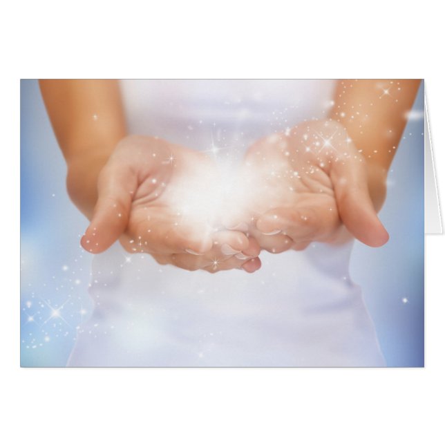 händer reiki healer schaman hälsningskort (Framsidan Horizontal)