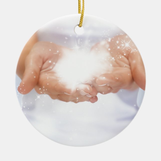 händer reiki healer schaman julgransprydnad keramik (Framsidan)