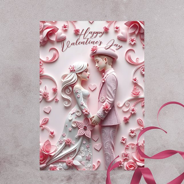Händer Rosa Romantic Valentine Day Kort (Skapare uppladdad)