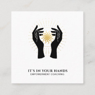 *~* Händer Sol Rays Black Guld Cosmic Energy Fyrkantigt Visitkort
