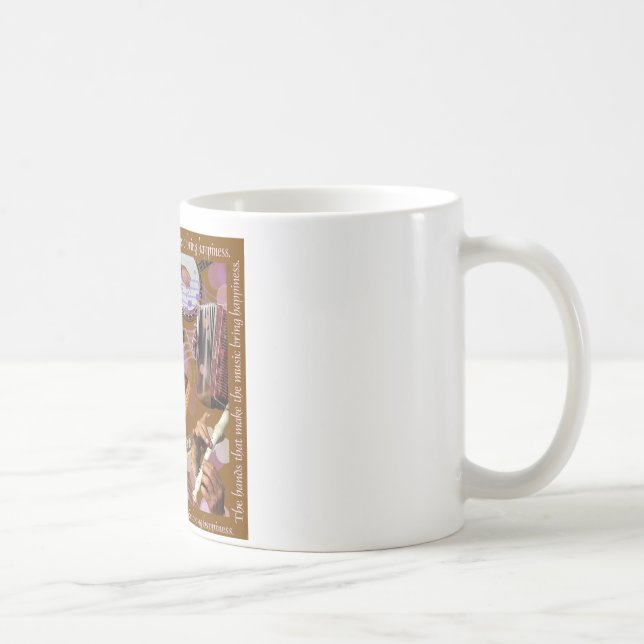 Händer som gör musiken. Gör lyckan (bruntet) Kaffemugg (Höger)