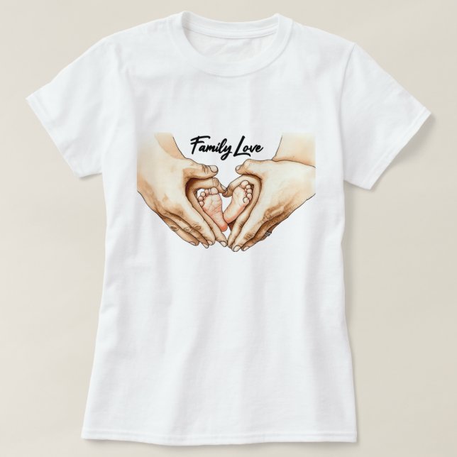 Händer som håller bebisfötter t shirt (Design framsida)