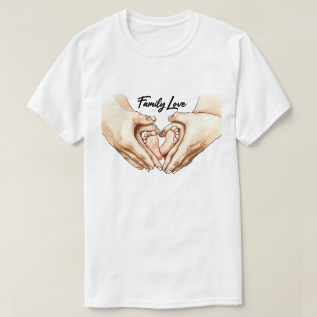 Händer som håller bebisfötter t shirt (Design framsida)