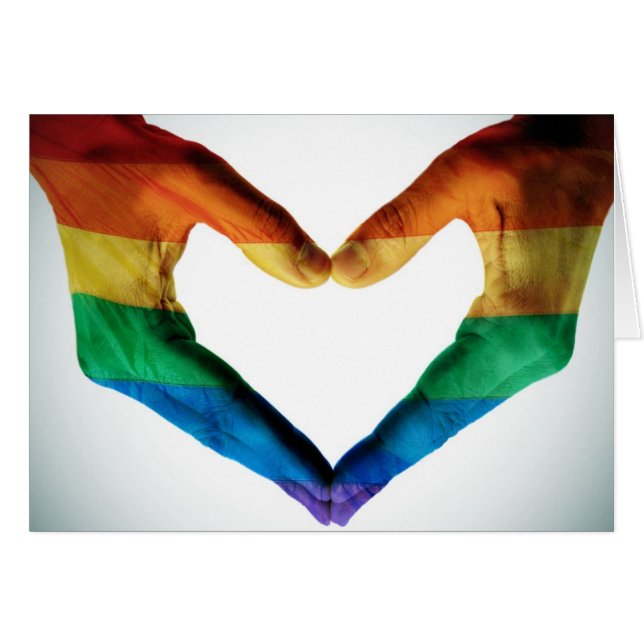 Händer som målas som en regnbågehjärta hälsningskort (Framsidan Horizontal)
