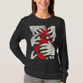 Händer som täcker ansiktet Skräck Röd Demon Konst T Shirt