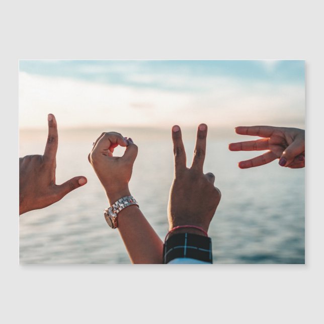 Händer stavar kärlek | Romantiskt magnetiskt vykor (Framsida)