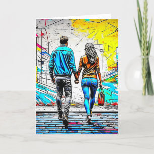 Händer Street Art för par Holding Du har glömt K Kort