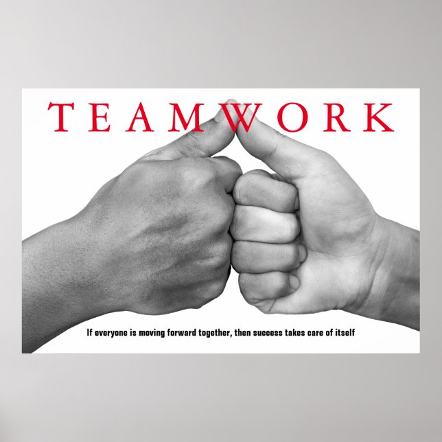 Händer Teamwork inspirational Quote Motivational Poster (Framsidan)