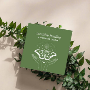 Händer Tredje ÖGA Mån Moth Yoga Andlig Tränare Fyrkantigt Visitkort