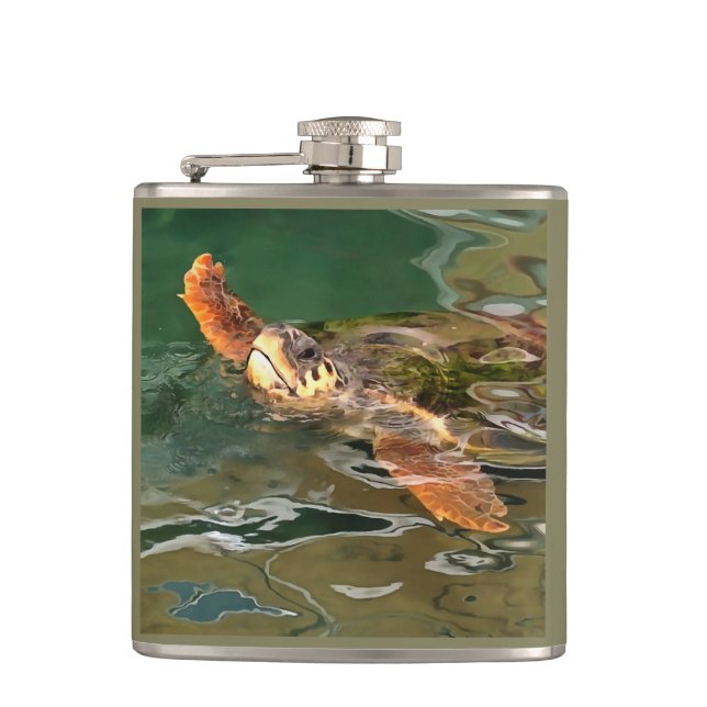 Händer upp för en ren havssköldpadda fickplunta (Framsidan)