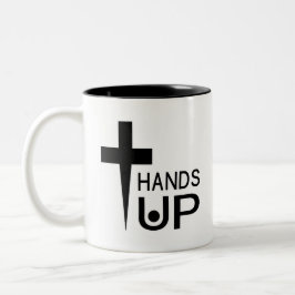 Händer uppåt Två-Tonad mugg