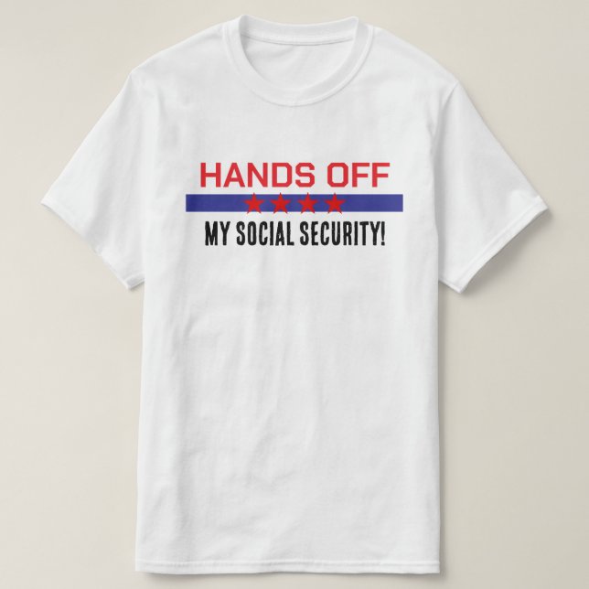 Händer utanför min Social-Rött vitt blått T Shirt (Design framsida)