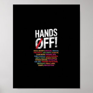 Händer utanför min Social-säkerhet 2025 Protest Lo Poster