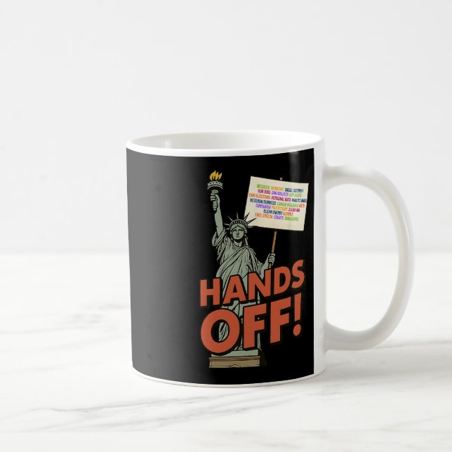 Händer utanför protesten april 5:e antitrumpstatue kaffemugg (Höger)