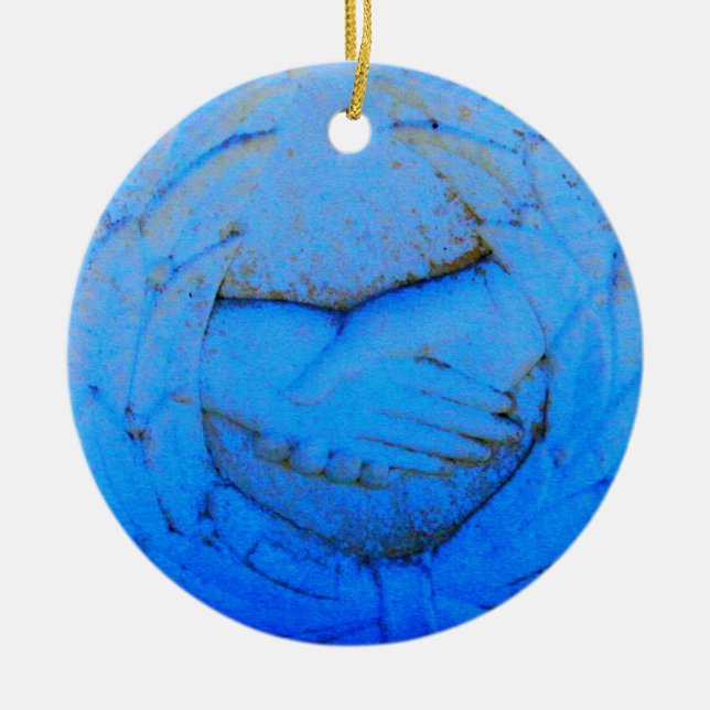 händer-vänner som har klappat för alltid julgransprydnad keramik (Framsidan)