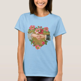 Händer w Flowers, Vintage Victorian Valentine Day T Shirt