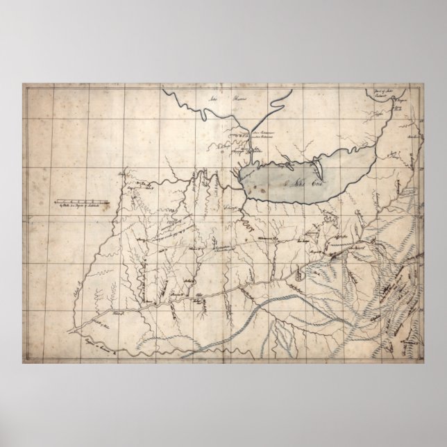 HANDERS KARTA OHIO RIVER VALLEY 1753 POSTER (Framsidan)